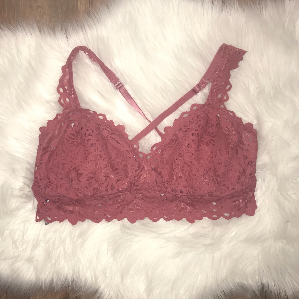 Aerie Pink lace padded bralette
